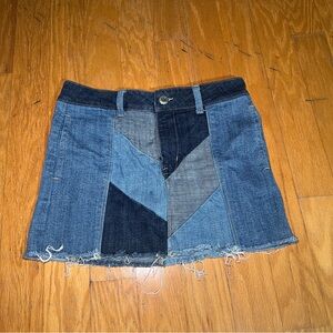 patchwork denim skirt